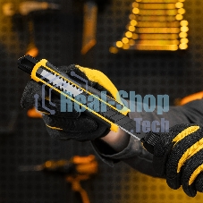 Нож Denzel 18 мм, сменное лезвие, SK4, корпус из ABS + TPR, торцевой зажим