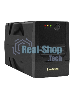 Источник бесперебойного питания ExeGate Power NB-850.LED.AVR.2SH.USB (850VA/510W, LED, AVR, 2*Schuko, USB, батарея 12V 9Ah, черный)
