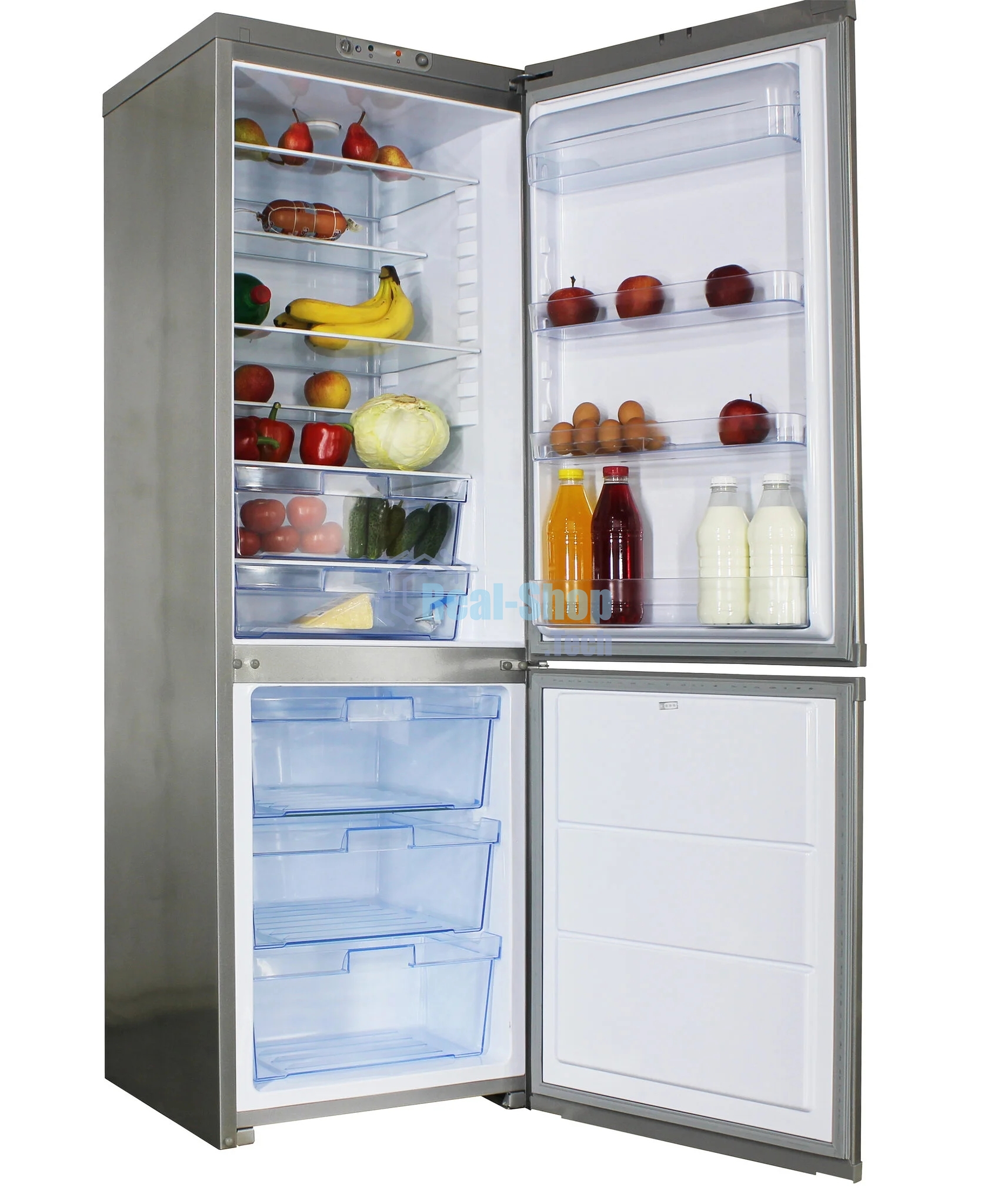Холодильник ОРСК 174 MI металлик двухкамерный 220/120л морозилка снизу