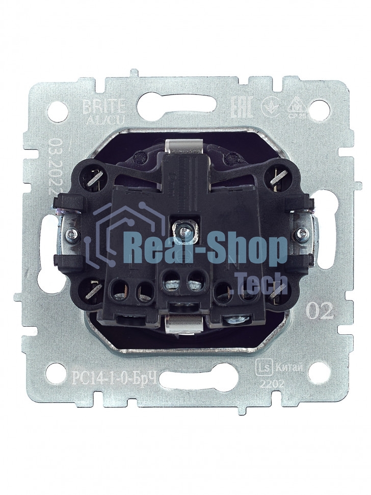 Розетка 1-местная IEK BRITE РС14-1-0-БрЧ (BR-R14-16-K02) с заземлением, с защитными шторками, 16А, черный