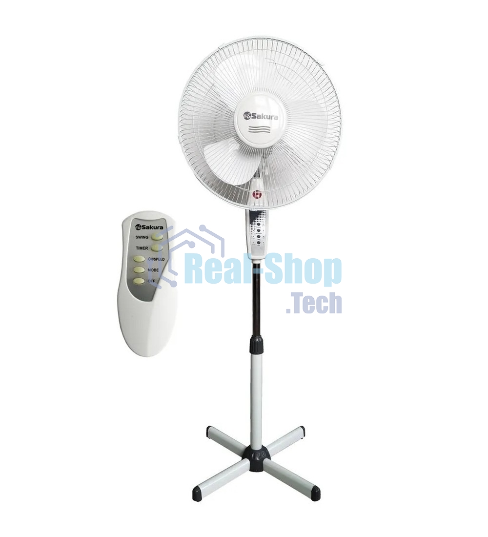 Вентилятор напольный Sakura SA-16G белый/серый ПДУ таймер