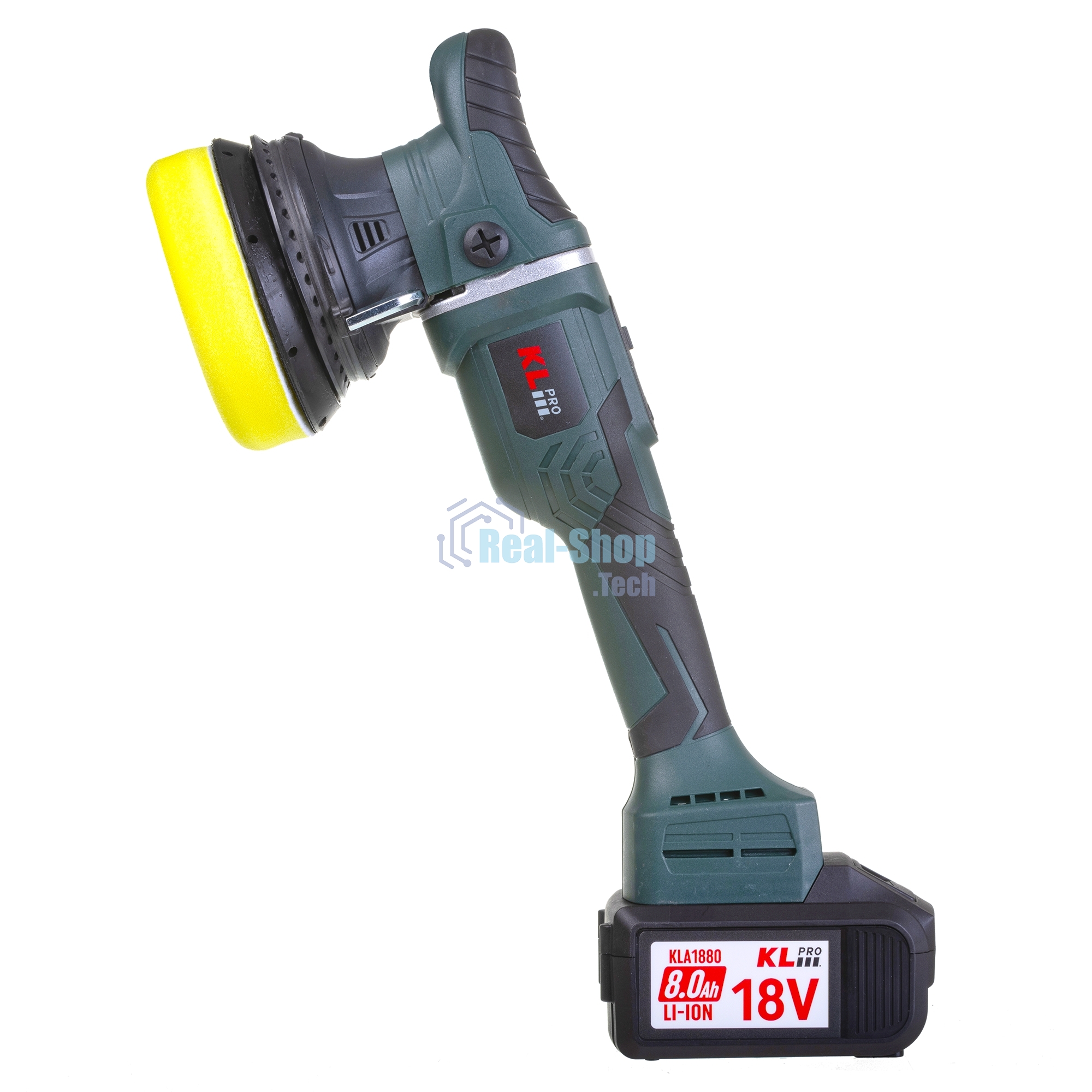 Профессиональная бесщеточная полировальная машина аккумуляторная KLPRO KLPS18B-80 (18В, Li-ion-2шт, 8.0А·ч, 125мм, М14, 2000-4800 об/мин З/У,сумка)