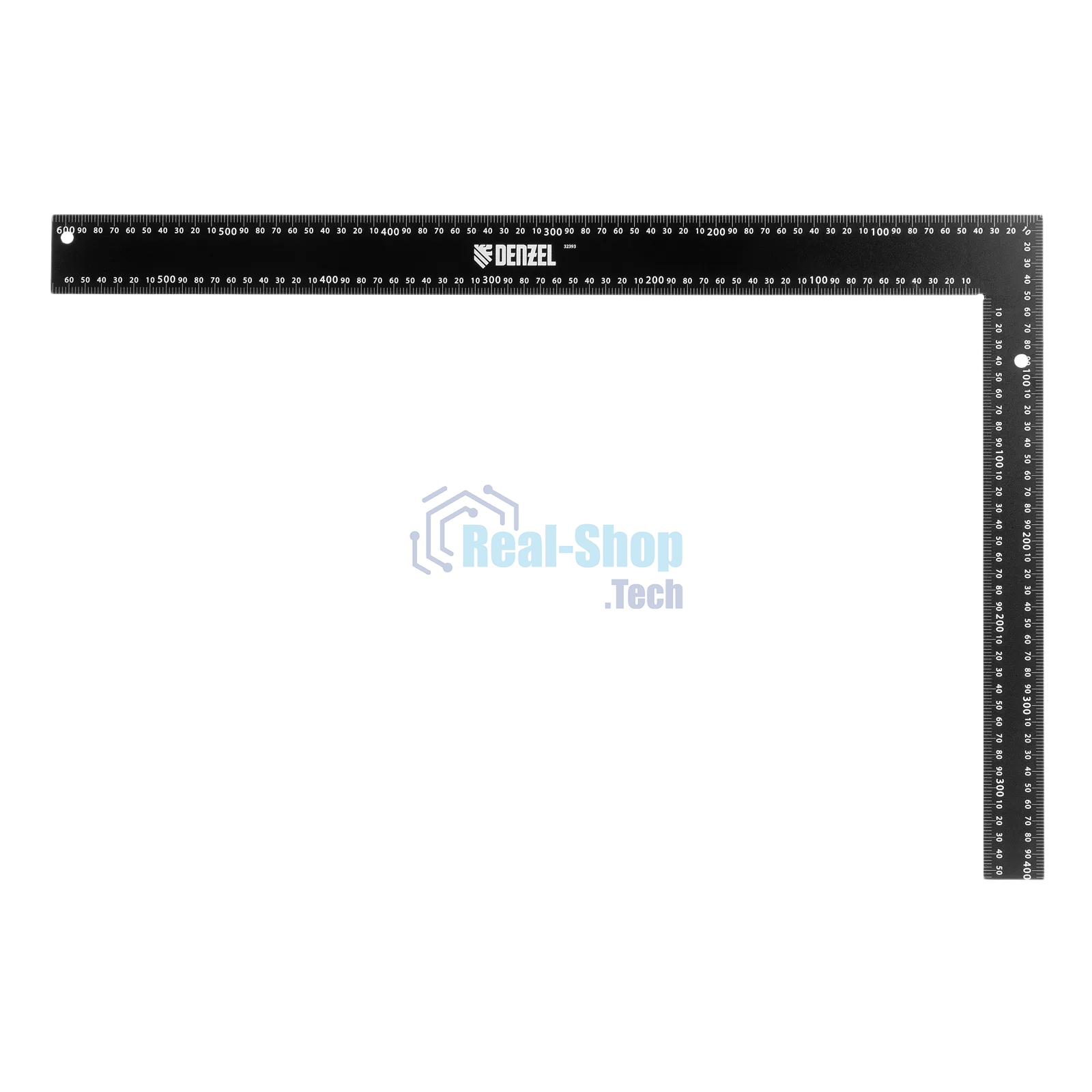 Угольник Denzel 400 х 600 мм, алюминиевый, лазерная гравировка