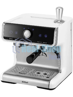 Кофеварка рожковая Kitfort КТ-7170 серебристый/белый, исп. кофе - молотый, 2,8 л, 2900 Вт, 20 бар