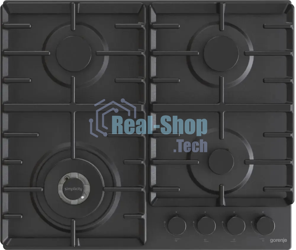 Газовая варочная панель Gorenje GW642SYB, 4 конфорки, эмалированная сталь, черный