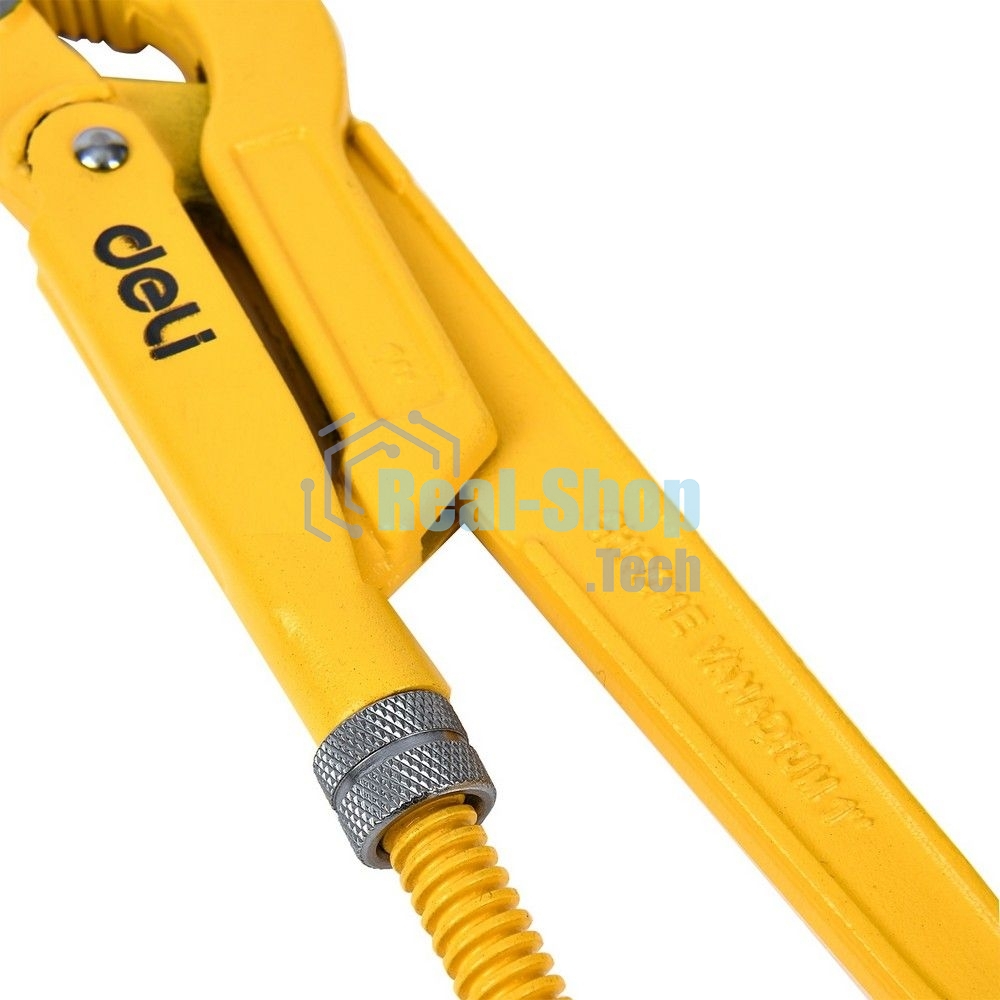 Трубный рычажный ключ №3 с изогнутыми губками Deli DL105267 560мм, раскрытие губок 0-67мм, сталь Cr-V