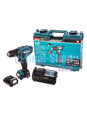 Дрель-шуруповерт Makita DF333DWAE, 12 В, 2 Ач, 30 Нм, щеточный