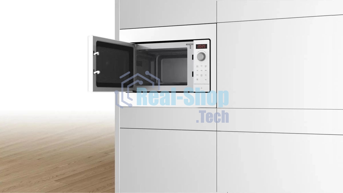 Встраиваемая микроволновая печь Bosch BFL523MW3 белый, 20 л, 800 Вт, переключатели - сенсор, поворотный механизм
