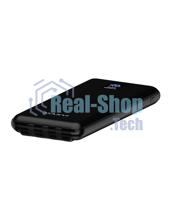 Внешний аккумулятор Maxvi PB10-11 10000 мАч черный 3A, встроенные кабели USB A/Type-C/Lightning