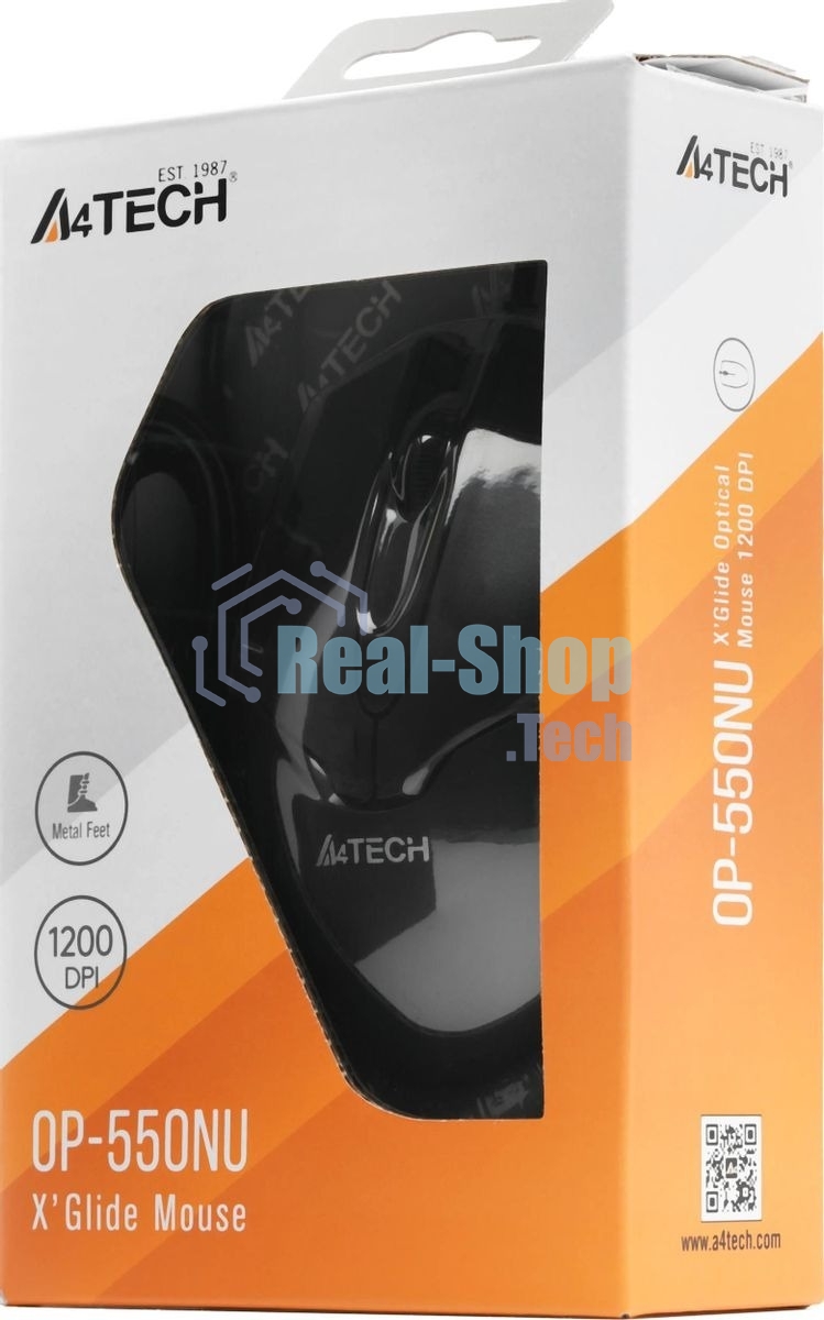 Мышь проводная A4Tech OP-550NU черный, 1000 dpi, USB, кнопки - 3