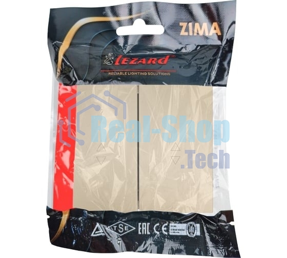 Выключатель проходной 2-кл. СП ZIMA IP20 10А безвинт. зажим зол. LEZARD 704-3688-106QC