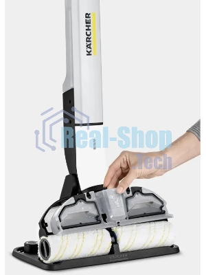 Электрошвабра Karcher EWM 2 белый/серый, питание от аккумулятора, уборка влажная, пылесборник 0.36 л