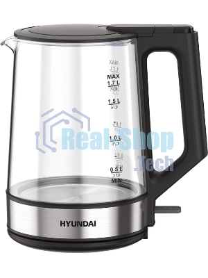 Чайник электрический Hyundai HYK-G8808 1.7л. 2200Вт черный/серебристый корпус: стекло