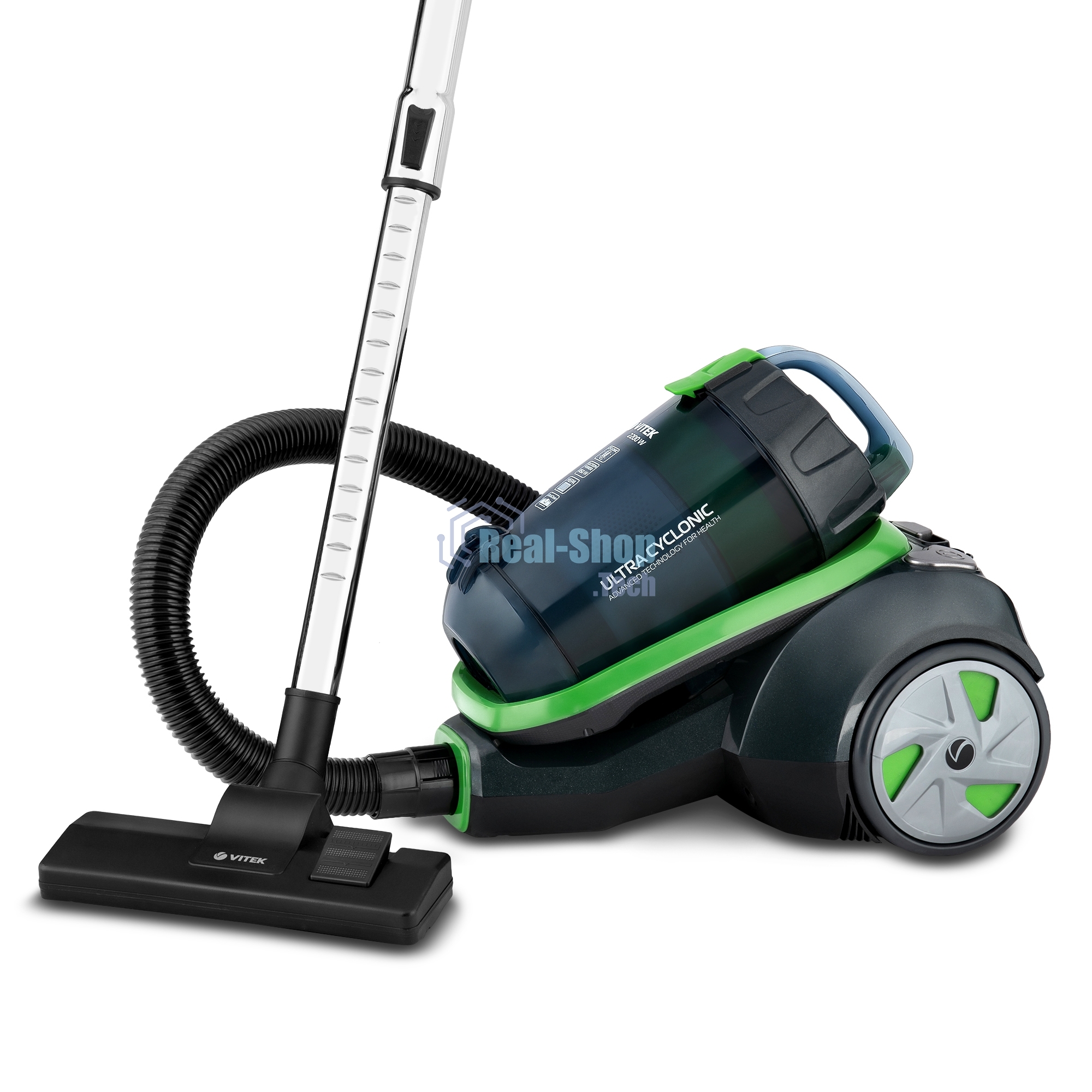 Пылесос Vitek VT-8130 черный/зеленый, 450/2200 Вт, уборка сухая, пылесборник контейнер, 3,5 л