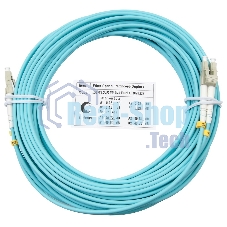 Шнур оптический Cabeus Tight Buffer, Duplex LC/LC, OM3 50/125, LSZH, 10м, d= 3мм, серый хвостовик, аква