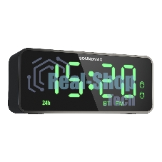 Радиочасы с будильником SOUNDMAX SM-1520B (черный с зеленым)