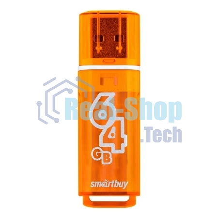 Флешка USB Smartbuy Glossy series Orange (SB64GbGS-Or), 64Gb, USB 2.0, R/W 25/15, оранжевый