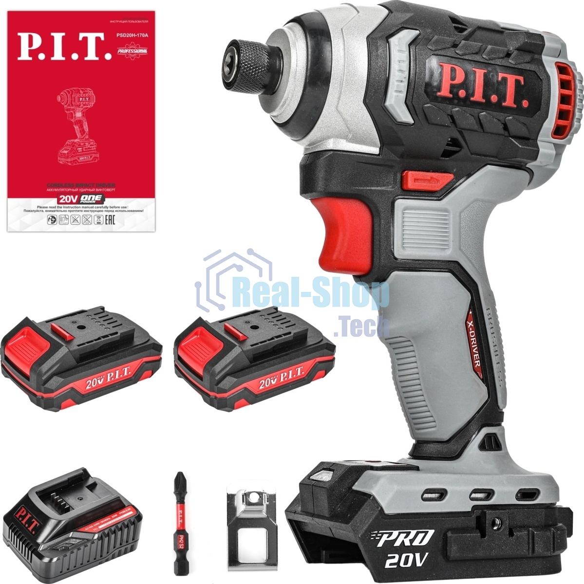 Винтоверт P.I.T. PSD20H-170A/2 аккум. патрон:держатель бит 1/4