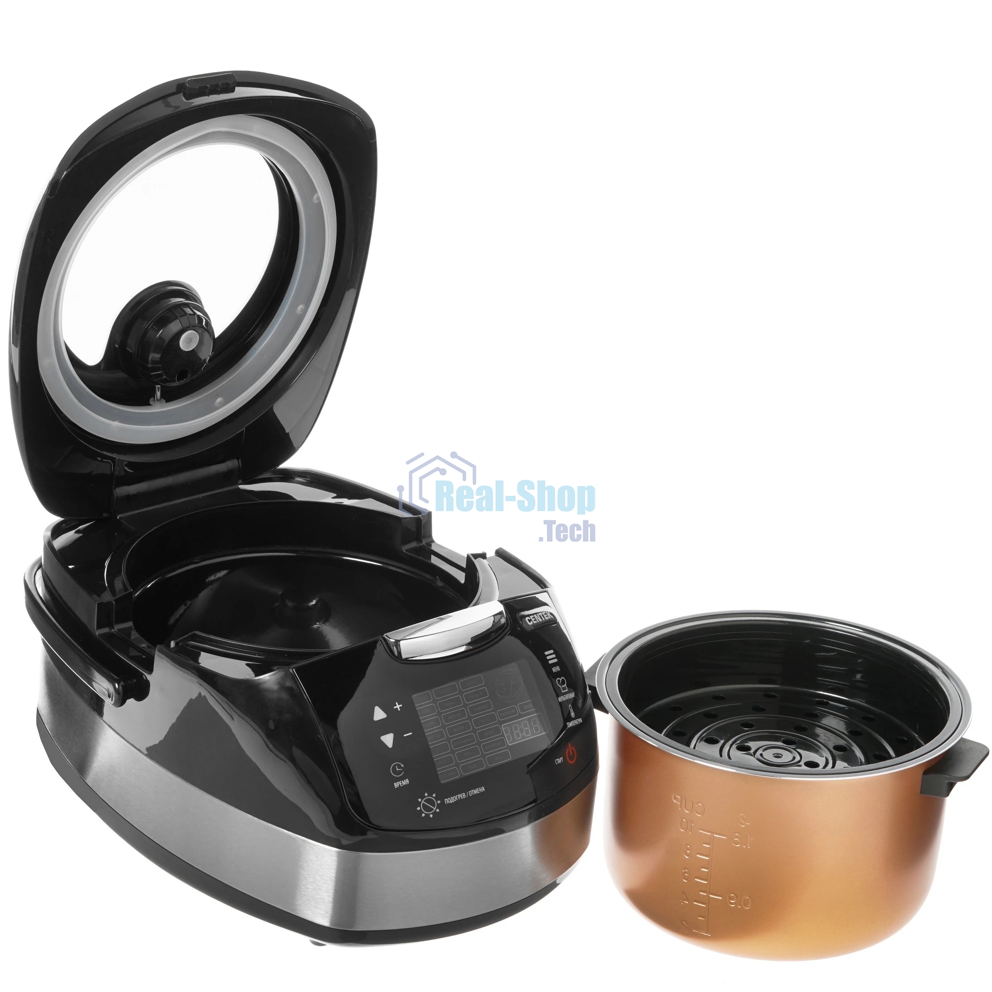 Мультиварка Centek CT-1472 Ceramic черный/сталь, 860 Вт, 5.0 л, LED, 21 программа