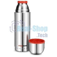 Термос Starwind 20-1000 1 л, серебристый/красный, картонная коробка