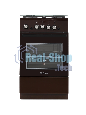 Плита газовая De Luxe 5040.32Г (КР) ЧР 014 коричневый, конфорок 4 шт, духовка 46 л, 50 см x 85 см x 50 см