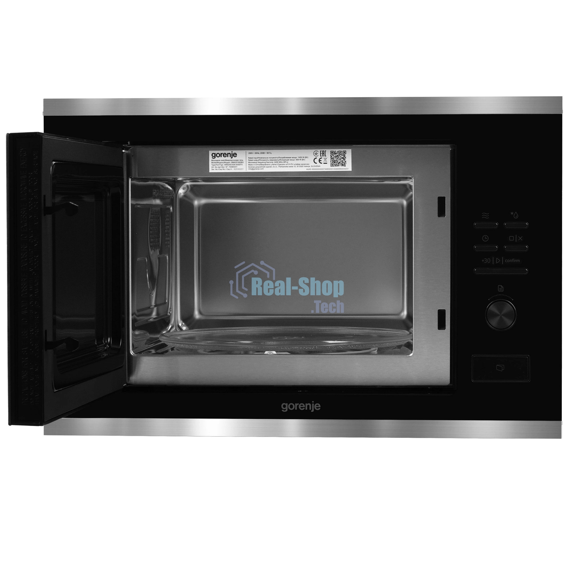 Встраиваемая микроволновая печь Gorenje BMX251M2BG черный, 25 л, 900 Вт, переключатели - кнопки, поворотный механизм