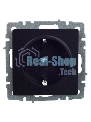 Розетка 1-местная IEK BRITE РС14-1-0-БрЧ (BR-R14-16-K02) с заземлением, с защитными шторками, 16А, черный