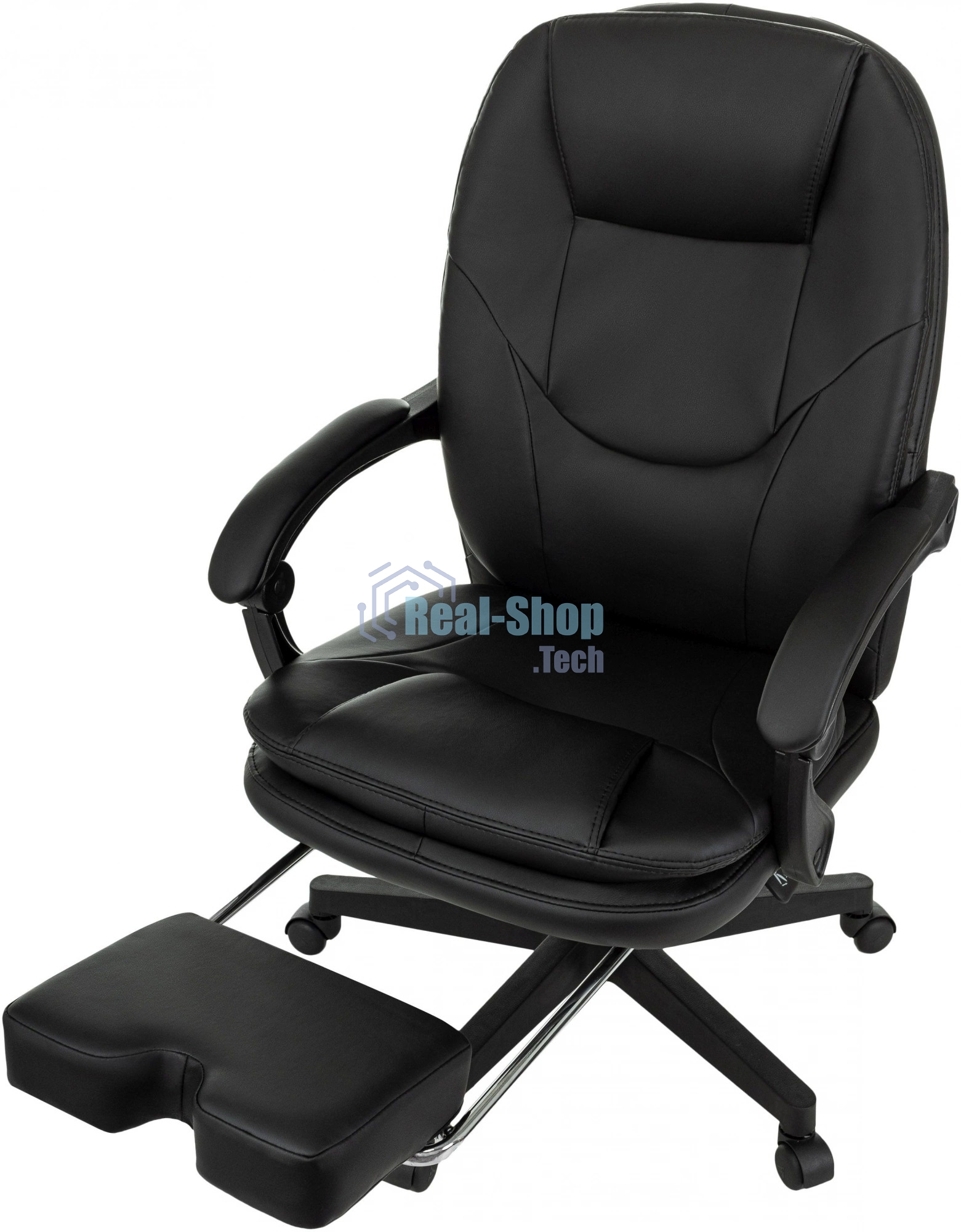 Кресло руководителя Бюрократ CH-868N-F черный, эко.кожа, крестов. пластик, подст. для ног