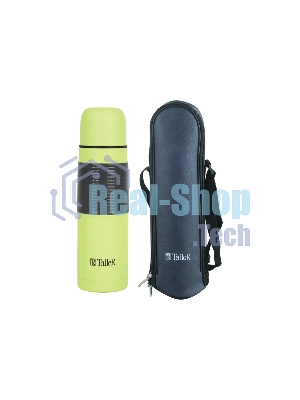 Термос TalleR TR-22403 стальной 0,5 л Lester/Лестер, зеленое матовое покрытие. Кнопочный переключ.