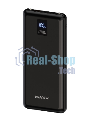 Внешний аккумулятор Maxvi PB10-11 10000 мАч черный 3A, встроенные кабели USB A/Type-C/Lightning