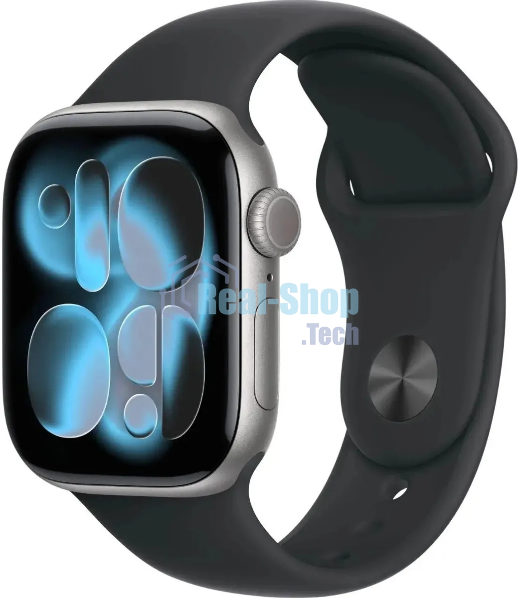 Умные часы Apple Watch Series 11 A3331 42мм OLED корп.серый космос Sport Band рем.черный разм.брасл.:M/L (MEQX4LW/A)