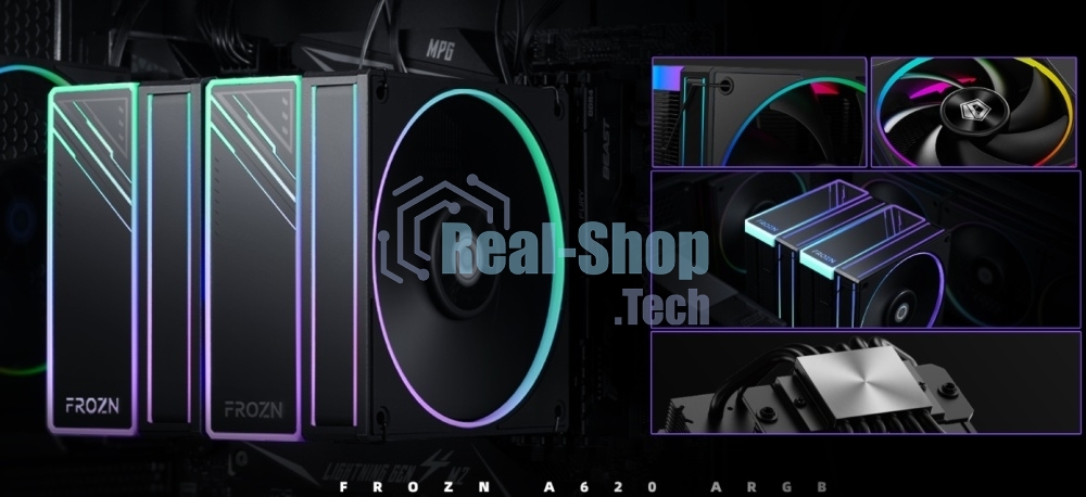 Устройство охлаждения(кулер) ID-Cooling Frozn A620 ARGb черный 120мм алюминий+медь 2000rpm 30db 4-pin 270W 154мм