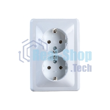 Розетка 2-м СП Вега РС12-3-ВБ с заземл. контактом без защ. штор 16А белый ИЭК ERV21-K01-16-DM