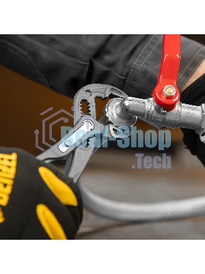 Клещи переставные Denzel кнопочный механизм, обливные рукоятки, 180 мм