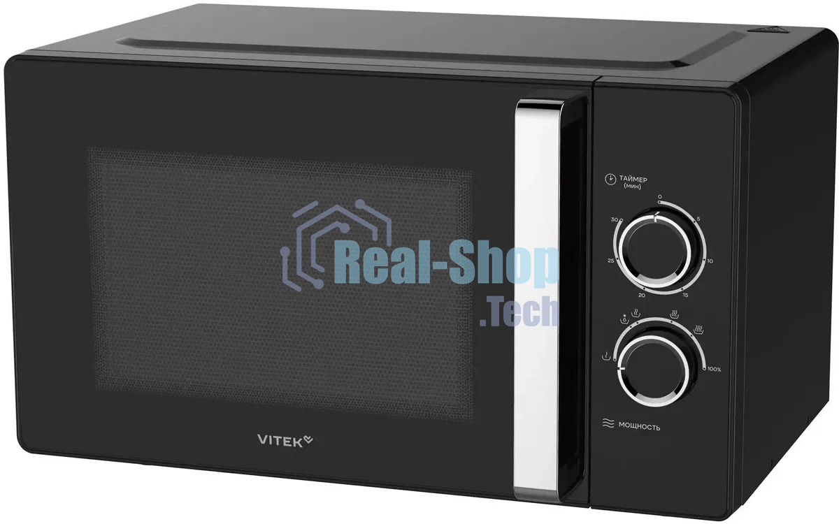 Микроволновая печь Vitek VT-MW1225 черный/хром, 25 л, 900 Вт, переключатели - поворотный механизм