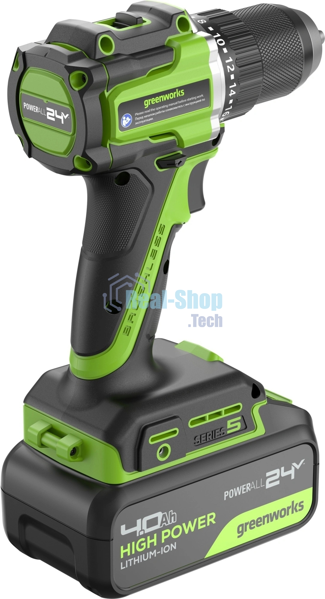 Дрель безударная Greenworks DD560 патрон:быстрозажимной реверс (3708407CUB)