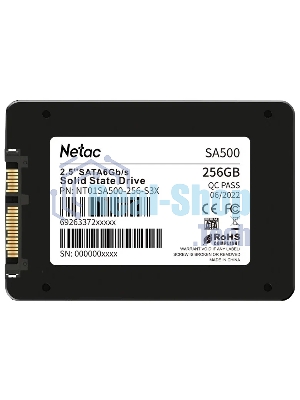 Накопитель SSD Netac SA500, 256Gb, SATA III, 2.5