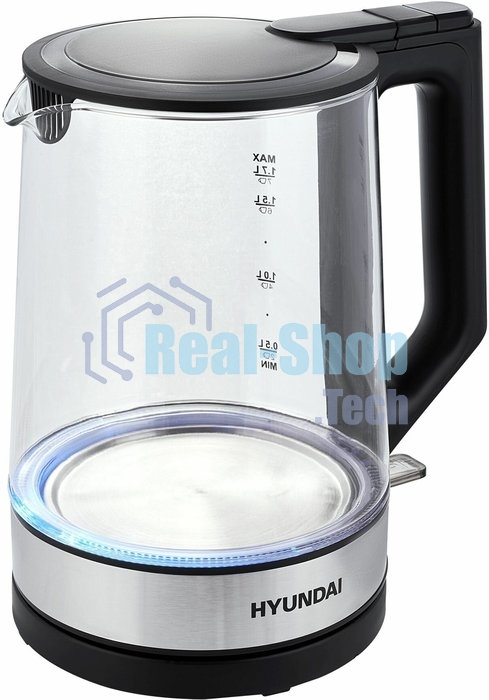 Чайник электрический Hyundai HYK-G8808 1.7л. 2200Вт черный/серебристый корпус: стекло