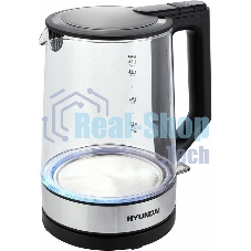 Чайник электрический Hyundai HYK-G8808 1.7 л, 2200 Вт, черный/серебристый корпус: стекло
