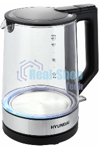Чайник электрический Hyundai HYK-G8808 1.7л. 2200Вт черный/серебристый корпус: стекло