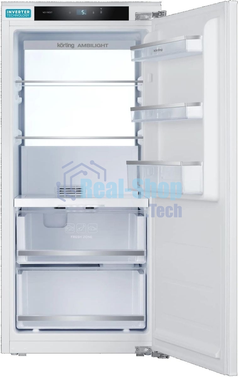 Встраиваемый холодильник Korting KSI 1221, белый однокамерный 173л, морозилка отсутствует, капельное