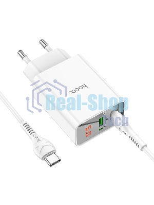 Сетевое зарядное устройство HOCO (6931474769824) C100Aaa 1USB+1Type-C 3.0A QC3.0 PD 20W, белый