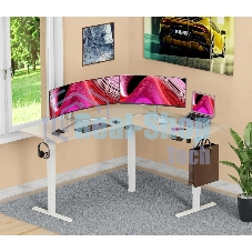 Стол компьютерный Cactus угловой подъемный столешница МДФ, белый дуб каркас белый 140x72x60 см (CS-EDXL-WWD)