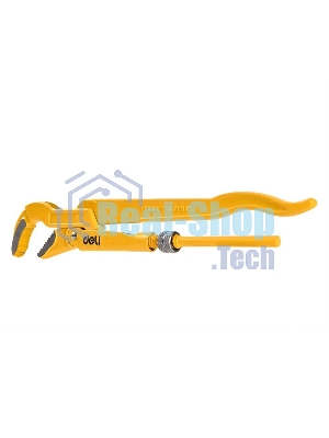 Трубный рычажный ключ №3 с изогнутыми губками Deli DL105267 560мм, раскрытие губок 0-67мм, сталь Cr-V