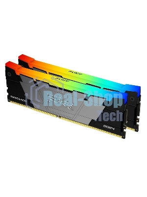 Оперативная память Kingston Fury Renegade, DDR4, 16Gb (2x8Gb), 3200MHz, CL16, DIMM, с радиаторами, RGB, черный