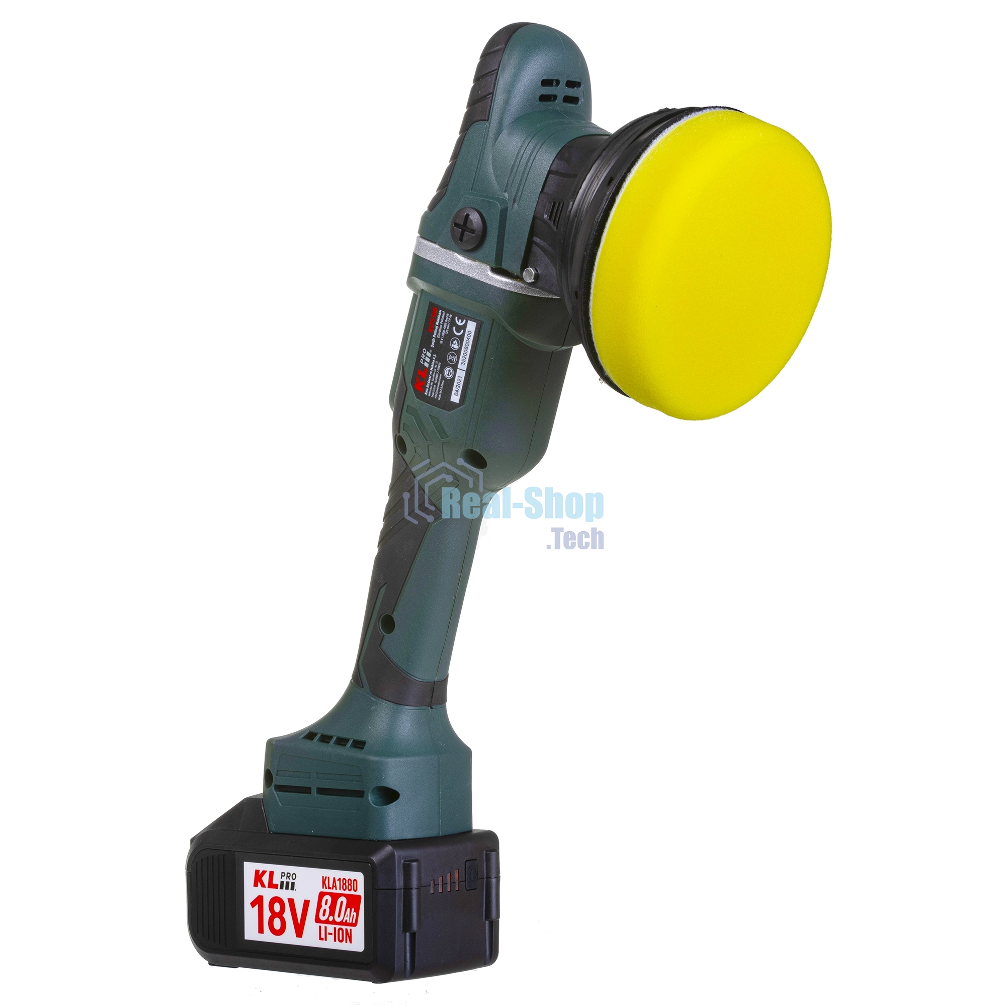 Профессиональная бесщеточная полировальная машина аккумуляторная KLPRO KLPS18B-80 (18В, Li-ion-2шт, 8.0А·ч, 125мм, М14, 2000-4800 об/мин З/У,сумка)