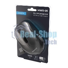Мышь беспроводная Maxvi MWS-05 черный, 3 кнопки, 1000 dpi