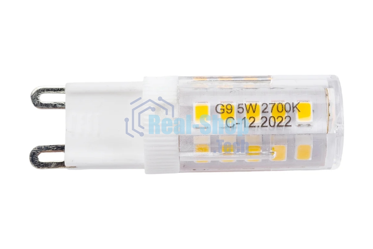 Лампа светодиодная JazzWay PLED-G9 5Вт капсульная 2700К теплый белый G9 320 лм 220-230В