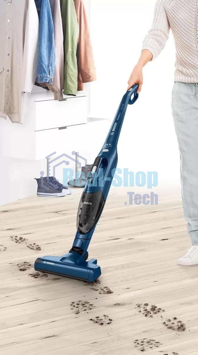 Пылесос вертикальный Bosch BCHF 2MX20 синий, питание от аккумулятора, 150 Вт, уборка сухая, пылесборник 0.4 л