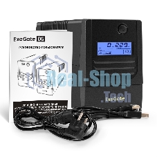 Источник бесперебойного питания ExeGate Smart LB-650.LCD.AVR.4C13.USB (650VA/390W, LCD, AVR, 4*C13, USB, батарея 12V 7Ah, черный)